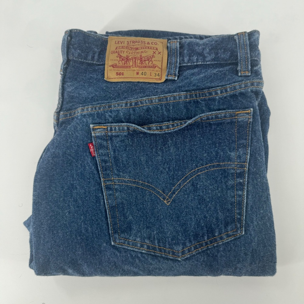 Vintage Levis 501 Mens Blue Jeans Made in USA W40 L34 Button Fly Straight Leg